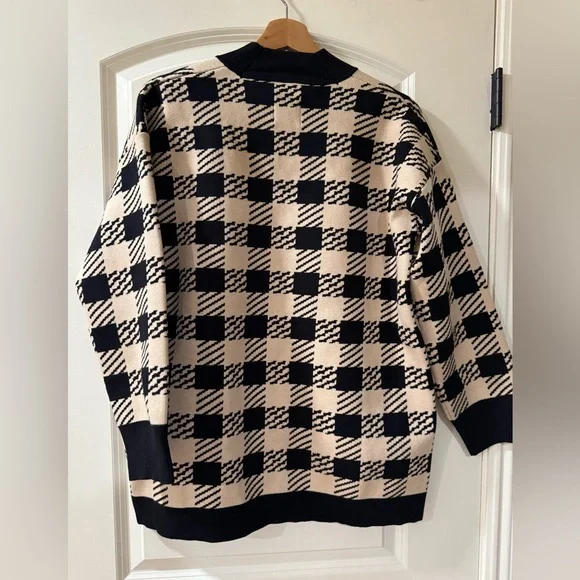 Sandro Black and Cream Checkered Blazer - Picture 6 of 9